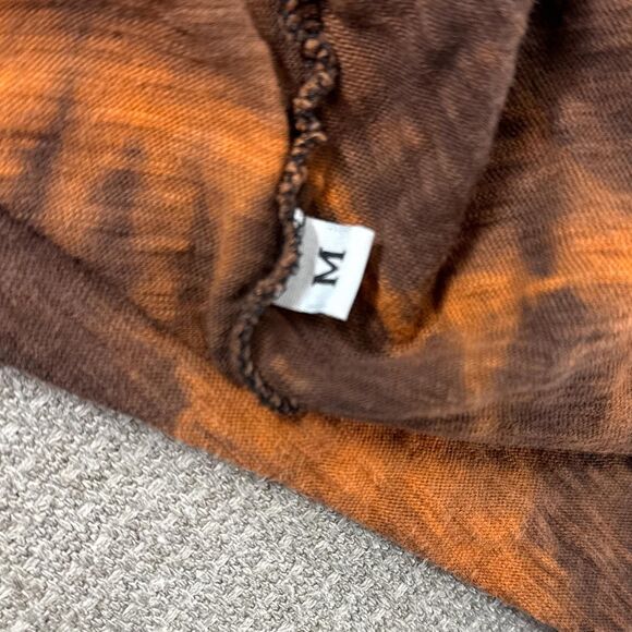 Vintage Grunge Long Tank Top Orange Tie Dye Black Cross Rhinestone Bling Y2K - Picture 8 of 8